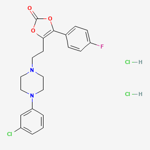 molecular formula C21H22Cl3FN2O3 B13778062 1,3-Dioxol-2-one, 5-(2-(4-(3-chlorophenyl)-1-piperazinyl)ethyl)-4-(4-fluorophenyl)-, dihydrochloride CAS No. 71923-24-5