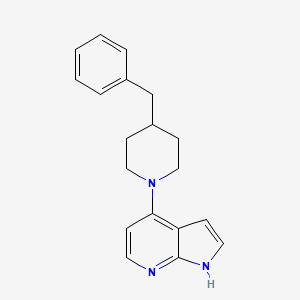 molecular formula C19H21N3 B13778092 1H-Pyrrolo[2,3-B]pyridine, 4-[4-(phenylmethyl)-1-piperidinyl]- 