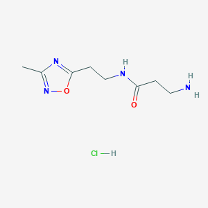 molecular formula C8H15ClN4O2 B1377820 3-amino-N-(2-(3-methyl-1,2,4-oxadiazol-5-yl)ethyl)propanamide hydrochloride CAS No. 1435905-34-2