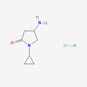 molecular formula C7H13ClN2O B1377822 4-Amino-1-cyclopropylpyrrolidin-2-one hydrochloride CAS No. 1351647-51-2
