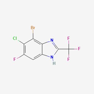 molecular formula C8H2BrClF4N2 B13778241 Benzimidazole, 4-bromo-5-chloro-6-fluoro-2-(trifluoromethyl)- CAS No. 89457-11-4