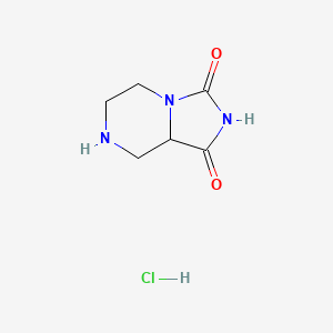 molecular formula C6H10ClN3O2 B1377827 Octahydroimidazolidino[1,5-a]piperazine-1,3-dione hydrochloride CAS No. 1375909-46-8