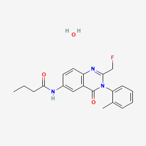molecular formula C20H22FN3O3 B13778273 Butanamide, N-(2-(fluoromethyl)-3,4-dihydro-3-(2-methylphenyl)-4-oxo-6-quinazolinyl)-, hydrate CAS No. 65872-81-3