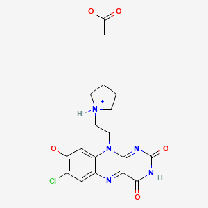 molecular formula C19H22ClN5O5 B13778292 Isoalloxazine, 7-chloro-8-methoxy-10-(2-pyrrolidinylethyl)-, acetate CAS No. 99999-42-5