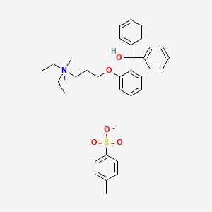molecular formula C34H41NO5S B13778300 diethyl-[3-[2-[hydroxy(diphenyl)methyl]phenoxy]propyl]-methylazanium;4-methylbenzenesulfonate CAS No. 66902-94-1