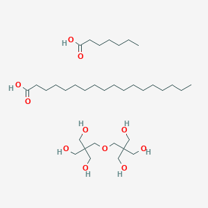 molecular formula C35H72O11 B13778379 Heptanoic acid;2-[[3-hydroxy-2,2-bis(hydroxymethyl)propoxy]methyl]-2-(hydroxymethyl)propane-1,3-diol;octadecanoic acid CAS No. 71010-83-8