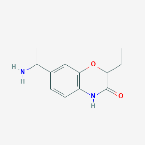 molecular formula C12H16N2O2 B1377839 7-(1-aminoethyl)-2-ethyl-3,4-dihydro-2H-1,4-benzoxazin-3-one CAS No. 1375208-96-0