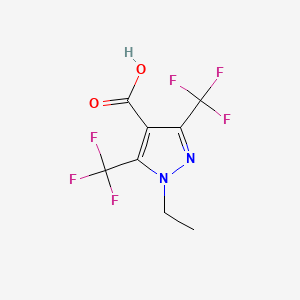 molecular formula C8H6F6N2O2 B1377843 1-乙基-3,5-双(三氟甲基)-1H-吡唑-4-甲酸 CAS No. 1384431-42-8