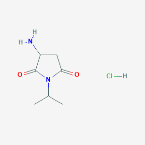 molecular formula C7H13ClN2O2 B1377845 3-Amino-1-(propan-2-yl)pyrrolidine-2,5-dione hydrochloride CAS No. 1375471-37-6