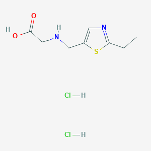 molecular formula C8H14Cl2N2O2S B1377846 2-{[(2-乙基-1,3-噻唑-5-基)甲基]氨基}乙酸二盐酸盐 CAS No. 1375472-88-0