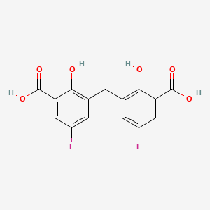 molecular formula C15H10F2O6 B13778468 3,3'-Methylenebis(5-fluoro-2-hydroxybenzoic acid) 