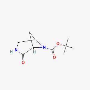 molecular formula C10H16N2O3 B1377847 Tert-butyl 2-oxo-3,6-diazabicyclo[3.1.1]heptane-6-carboxylate CAS No. 1273562-74-5