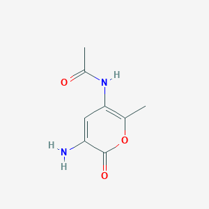 molecular formula C8H10N2O3 B13778507 N-(5-amino-2-methyl-6-oxopyran-3-yl)acetamide 