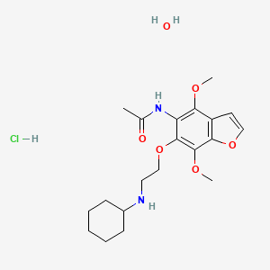 molecular formula C20H31ClN2O6 B13778516 Acetamide, N-(4,7-dimethoxy-6-(2-(cyclohexylamino)ethoxy)-5-benzofuranyl)-, hydrochloride, hydrate CAS No. 75883-40-8