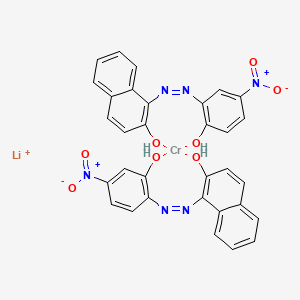 molecular formula C32H22CrLiN6O8+ B13778565 Lithium (1-((2-hydroxy-4-nitrophenyl)azo)-2-naphtholato(2-))(1-((2-hydroxy-5-nitrophenyl)azo)-2-naphtholato(2-))chromate(1-) CAS No. 83733-07-7