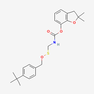 molecular formula C23H29NO4S B13778603 Carbamic acid, (((4-(1,1-dimethylethyl)phenyl)methoxy)thio)methyl-, 2,3-dihydro-2,2-dimethyl-7-benzofuranyl ester CAS No. 86627-80-7