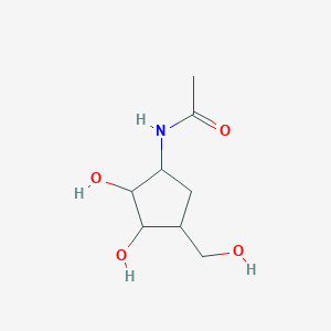 molecular formula C8H15NO4 B13778630 Acetamide,N-[2,3-dihydroxy-4-(hydroxymethyl)cyclopentyl]- 