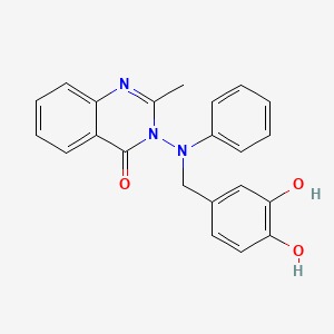 molecular formula C22H19N3O3 B13778746 4(3H)-Quinazolinone, 3-(N-(3,4-dihydroxybenzyl)-N-phenylamino)-2-methyl- CAS No. 71476-90-9