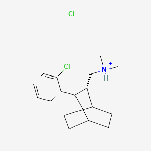 molecular formula C17H25Cl2N B13778755 (E)-2-(o-Chlorophenyl)-3-(dimethylaminomethyl)bicyclo(2.2.2)octane, hydrochloride CAS No. 69725-24-2
