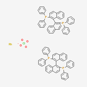 molecular formula C88H64ClO4P4Rh- B13778764 [1-(2-diphenylphosphanylnaphthalen-1-yl)naphthalen-2-yl]-diphenylphosphane;rhodium;perchlorate CAS No. 95156-21-1