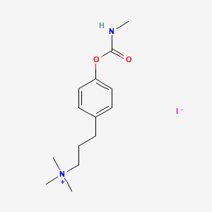 molecular formula C14H23IN2O2 B13778788 Carbamic acid, methyl-, 4-(3-(trimethylammonio)propyl)phenyl ester, iodide CAS No. 64051-02-1