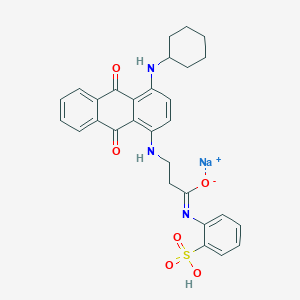 molecular formula C29H28N3NaO6S B13778805 Benzenesulfonic acid, [[3-[[4-(cyclohexylamino)-9,10-dihydro-9,10-dioxo-1-anthracenyl]amino]-1-oxopropyl]amino]-, monosodium salt CAS No. 71889-06-0