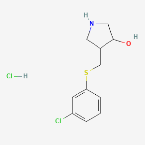 molecular formula C11H15Cl2NOS B13778886 4-[(3-Chlorophenyl)sulfanylmethyl]pyrrolidin-3-ol;hydrochloride 