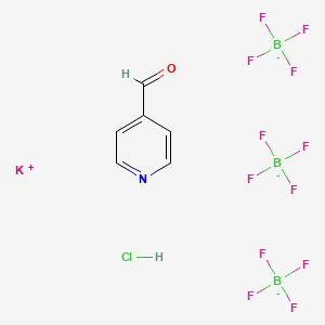 molecular formula C6H6B3ClF12KNO-2 B13778998 Potassium;pyridine-4-carbaldehyde;tritetrafluoroborate;hydrochloride 