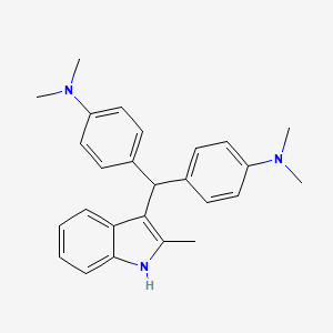 molecular formula C26H29N3 B13779076 Benzenamine,4,4'-[(2-methyl-1H-indol-3-yl)methylene]bis[N,N-dimethyl- 