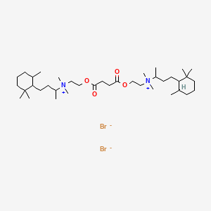 molecular formula C38H74Br2N2O4 B13779077 Ammonium, (ethylenebis(carbonyloxyethylene))bis(1-methyl-3-(2,2,6-trimethylcyclohexyl)propyl)bis(dimethyl-, dibromide CAS No. 66967-66-6