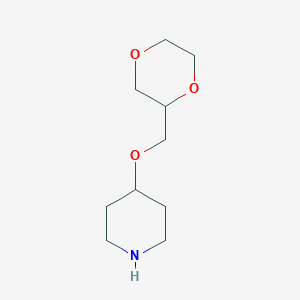 molecular formula C10H19NO3 B13779111 Piperidine, 4-(1,4-dioxan-2-ylmethoxy)- 