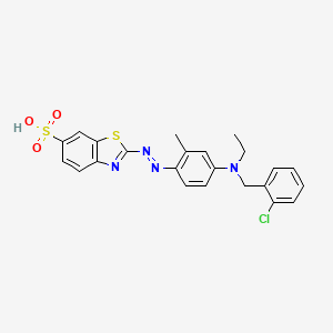 molecular formula C23H21ClN4O3S2 B13779119 6-Benzothiazolesulfonic acid, 2-[[4-[[(2-chlorophenyl)methyl]ethylamino]-2-methylphenyl]azo]- CAS No. 65072-41-5