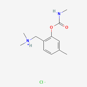 molecular formula C12H19ClN2O2 B13779308 Carbamic acid, methyl-, (alpha-(dimethylamino)-5-methyl)-o-tolyl ester, hydrochloride CAS No. 63982-37-6