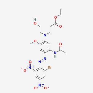 molecular formula C22H25BrN6O9 B13779314 Ethyl N-[5-(acetylamino)-4-[(2-bromo-4,6-dinitrophenyl)azo]-2-methoxyphenyl]-N-(2-hydroxyethyl)-beta-alaninate CAS No. 67923-49-3