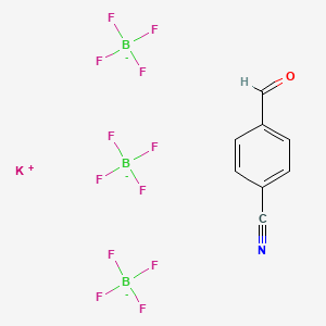 molecular formula C8H5B3F12KNO-2 B13779329 Potassium;4-formylbenzonitrile;tritetrafluoroborate 