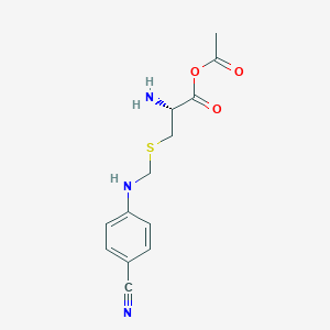 molecular formula C13H15N3O3S B13779348 Acetyl-S-(4-cyano(phenylamino)methyl)cysteine 