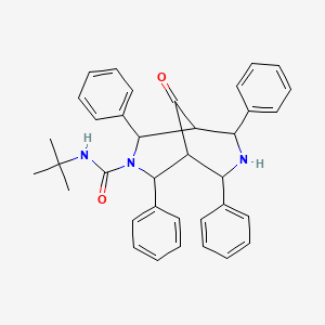 molecular formula C36H37N3O2 B13779409 N-tert-Butyl-9-oxo-2,4,6,8-tetraphenyl-3,7-diazabicyclo(3.3.1)nonane-3-carboxamide CAS No. 82058-27-3