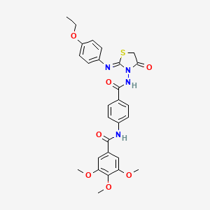 molecular formula C28H28N4O7S B13779445 Benzamide, N-(4-(((2-((4-ethoxyphenyl)imino)-4-oxo-3-thiazolidinyl)amino)carbonyl)phenyl)-3,4,5-trimethoxy- CAS No. 99629-62-6