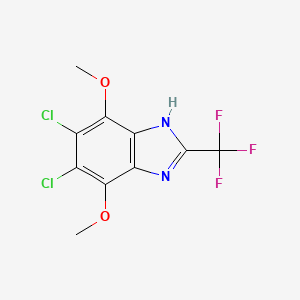 molecular formula C10H7Cl2F3N2O2 B13779458 Benzimidazole, 5,6-dichloro-4,7-dimethoxy-2-(trifluoromethyl)- CAS No. 89427-46-3