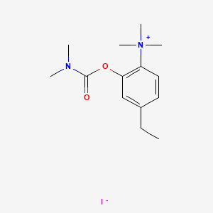 molecular formula C14H23IN2O2 B13779582 Carbamic acid, dimethyl-, (4-ethyl-2-(trimethylammonio)phenyl) ester, iodide CAS No. 63981-68-0