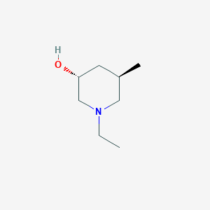 molecular formula C8H17NO B13779640 3-Piperidinol,1-ethyl-5-methyl-,trans-(9CI) 