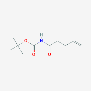 molecular formula C10H17NO3 B137797 Carbamic acid, (1-oxo-4-pentenyl)-, 1,1-dimethylethyl ester (9CI) CAS No. 138252-60-5