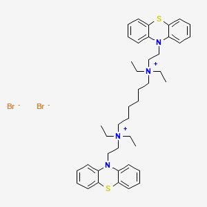 molecular formula C42H56Br2N4S2 B13779716 6-[diethyl(2-phenothiazin-10-ylethyl)azaniumyl]hexyl-diethyl-(2-phenothiazin-10-ylethyl)azanium;dibromide CAS No. 63992-07-4