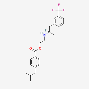 molecular formula C23H28F3NO2 B13779741 N-(2-Hydroxyethyl)-alpha-methyl-m-trifluoromethylphenethylamine p-isobutylbenzoate CAS No. 73927-42-1