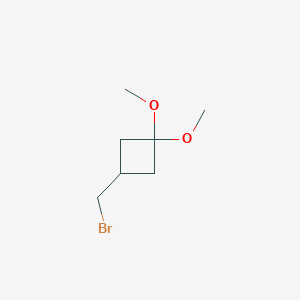 molecular formula C7H13BrO2 B1377982 3-(Bromomethyl)-1,1-dimethoxycyclobutane CAS No. 1419101-20-4