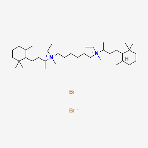 molecular formula C38H78Br2N2 B13779888 Ammonium, hexamethylenebis(1-methyl-3-(2,2,6-trimethylcyclohexyl)propyl)bis(ethylmethyl-, dibromide CAS No. 67011-26-1