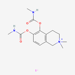 molecular formula C15H22IN3O4 B13779890 Isoquinolinium, 1,2,3,4-tetrahydro-2,2-dimethyl-5,6-bis(methylcarbamoyloxy)-, iodide CAS No. 64047-63-8