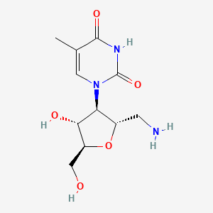 molecular formula C11H17N3O5 B13779988 1-Amino-2,5-anhydro-1,3-dideoxy-3-(3,4-dihydro-5-methyl-2,4-dioxo-1(2H)-pyrimidinyl)-L-mannitol 