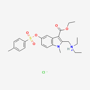 molecular formula C24H31ClN2O5S B13780029 1-Methyl-2-diethylaminomethyl-3-ethoxycarbonyl-5-tosyloxyindole hydrochloride CAS No. 88461-80-7
