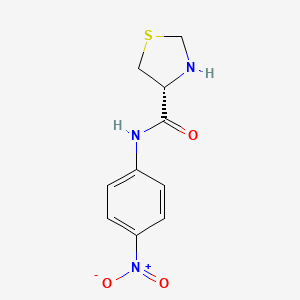 molecular formula C10H11N3O3S B13780119 4-Thiazolidinecarboxamide,N-(4-nitrophenyl)-,(R)-(9CI) 